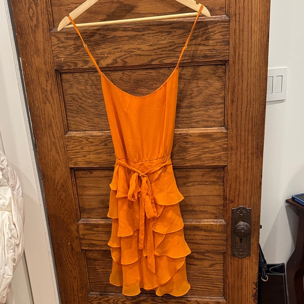 Ladakh Vibrant Orange Ruffled Mini Dress